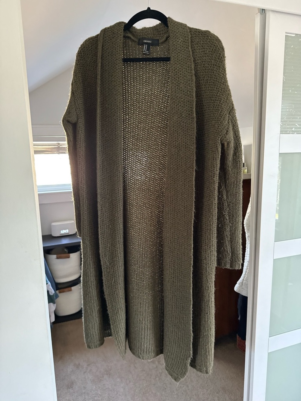 Forever 21 Olive Green Open-Front Knit Cardigan